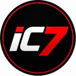 IC7 Game logo – red and white IC7 design on a black circular background
